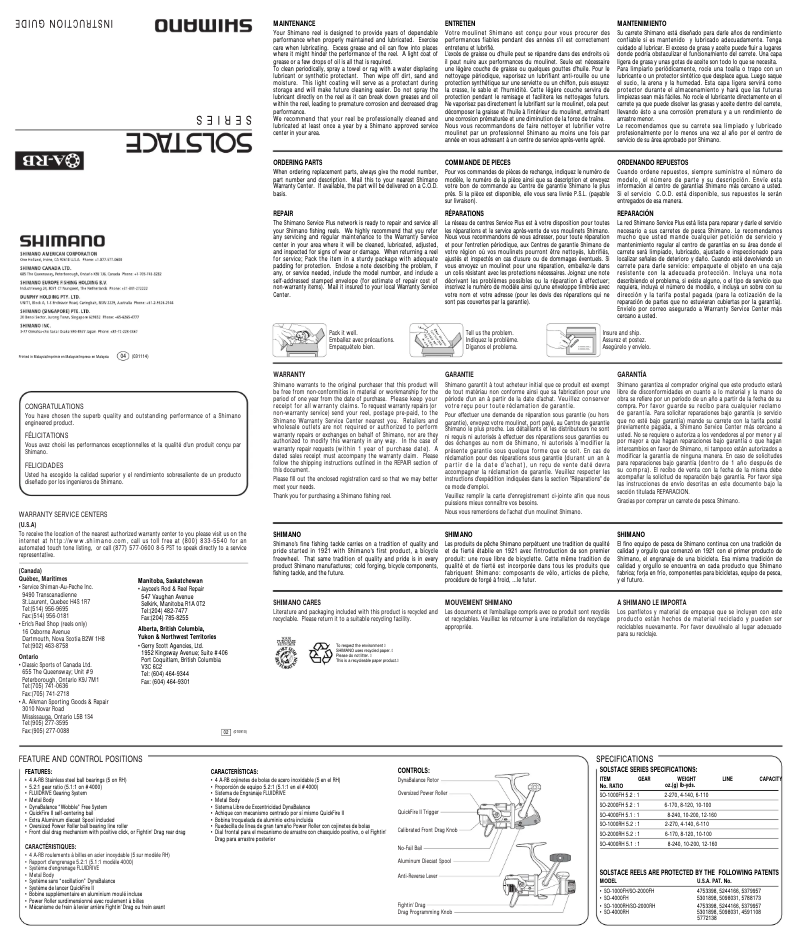 Image de la première page du manuel de l'appareil Solstace 1000FH