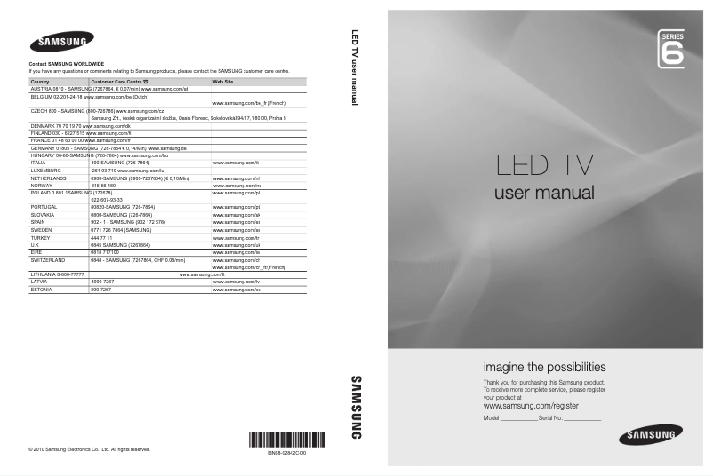 Image de la première page du manuel de l'appareil UE46C6825US