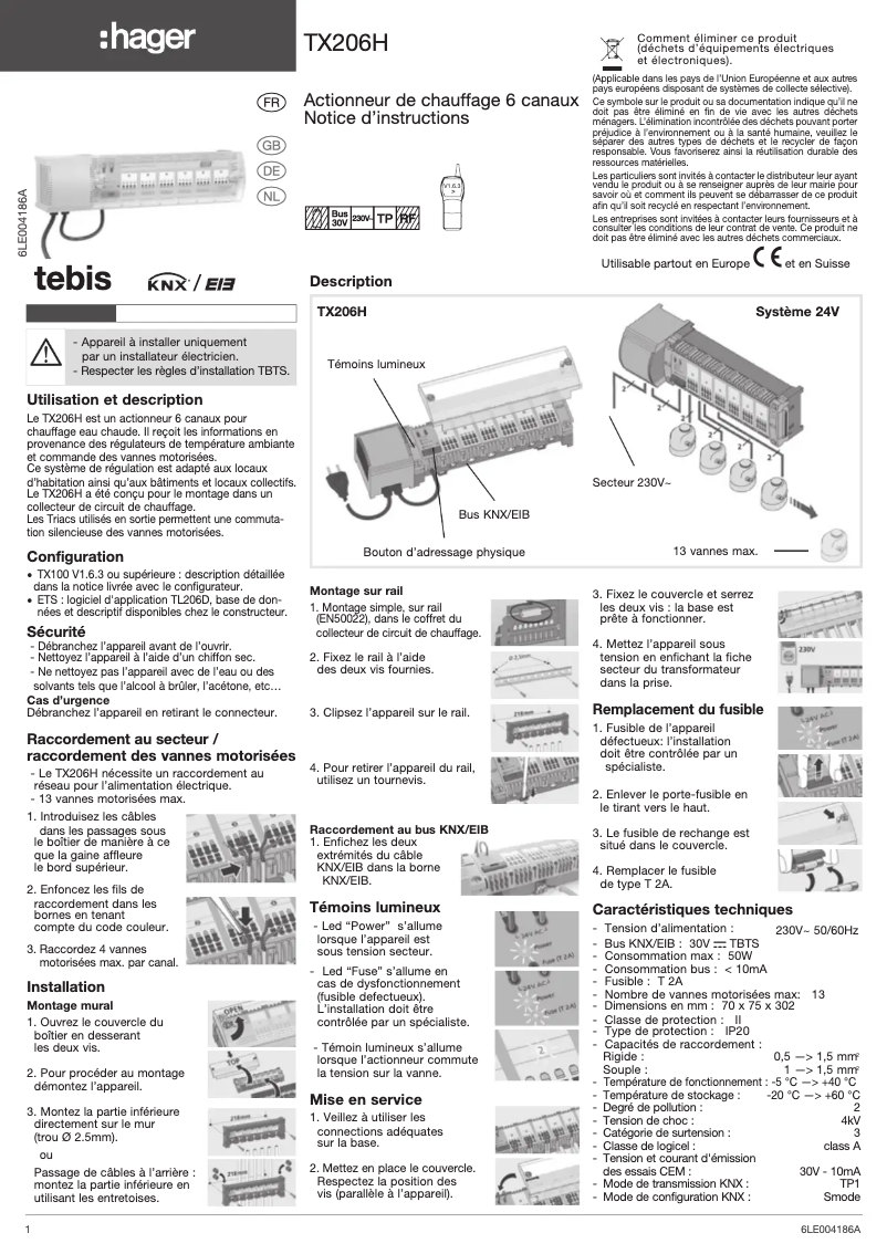 Image de la première page du manuel de l'appareil TX206H