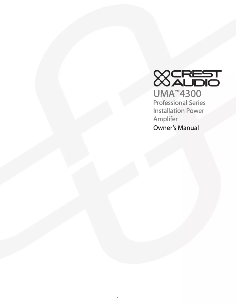 Page 1 de la notice Manuel utilisateur Crest Audio UMA 4300