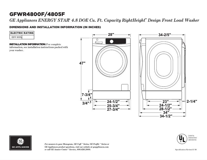 First page image of the manual for GFWR4805FMC