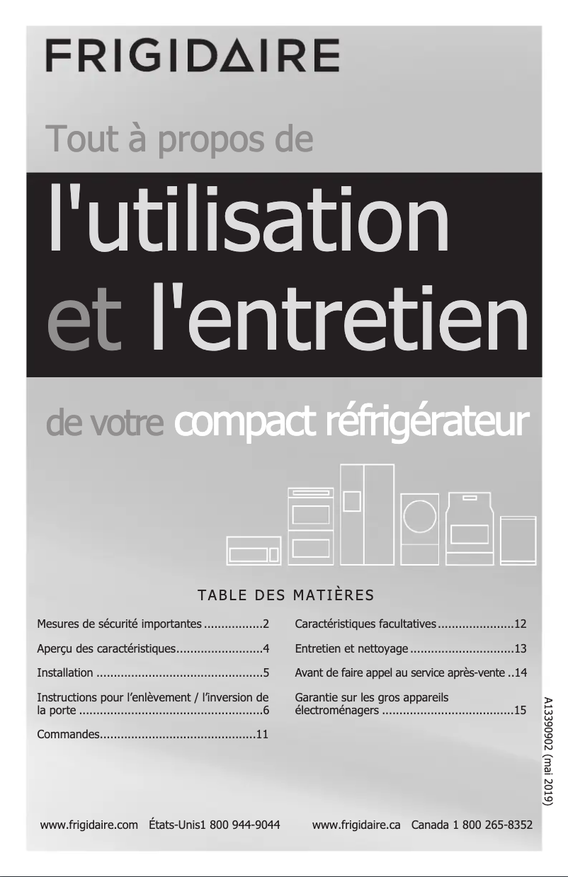Page n°1 - Manuel utilisateur Frigidaire FRPA4423AU