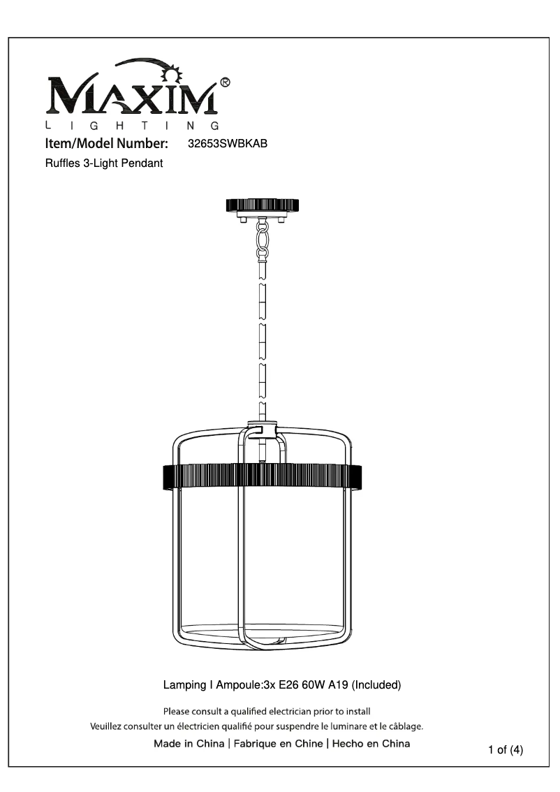 Page n°1 - Manuel utilisateur Maxim Ruffles 32653SWBKAB