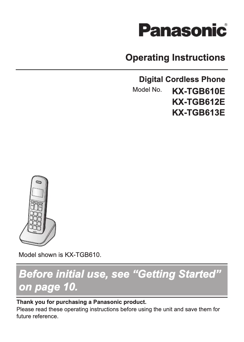 Page n°1 - Manuel utilisateur Panasonic KX-TGB613E