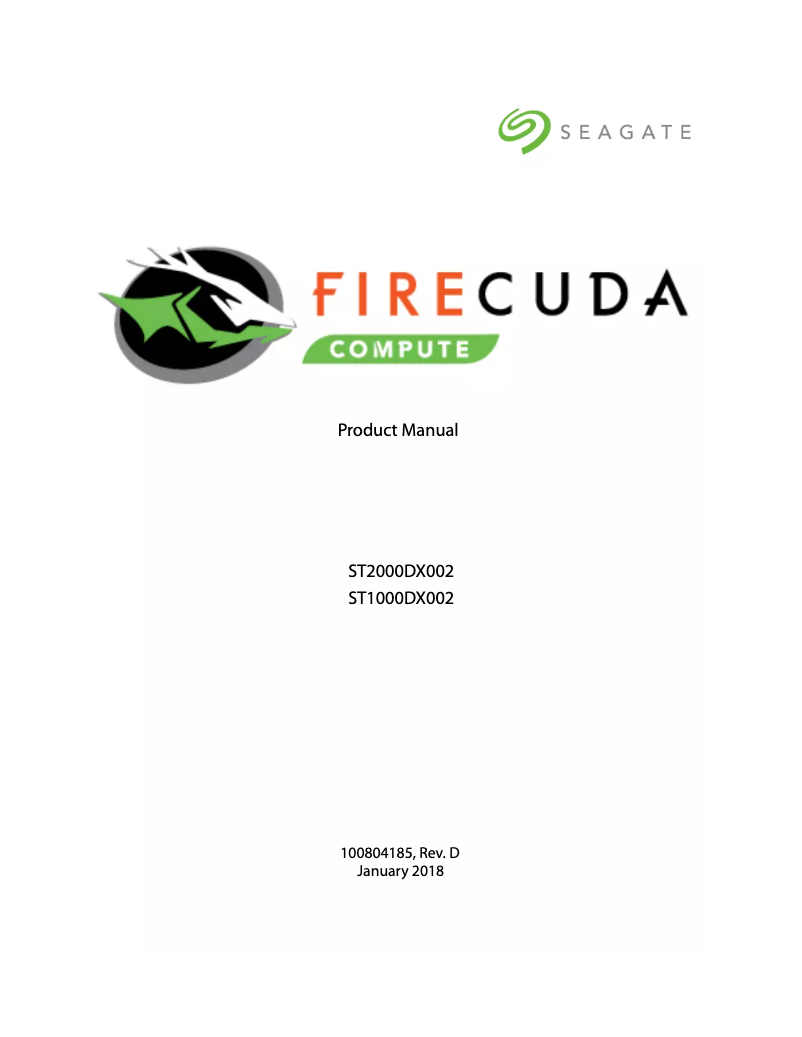Page n°1 - Manuel utilisateur Seagate FireCuda ST500LX0025