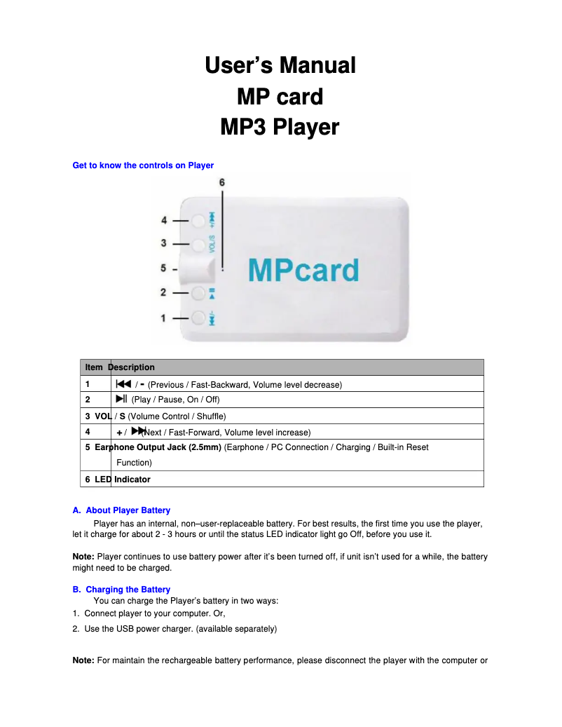 Page 1 de la notice Manuel utilisateur Lenco MPcard Pink Panther
