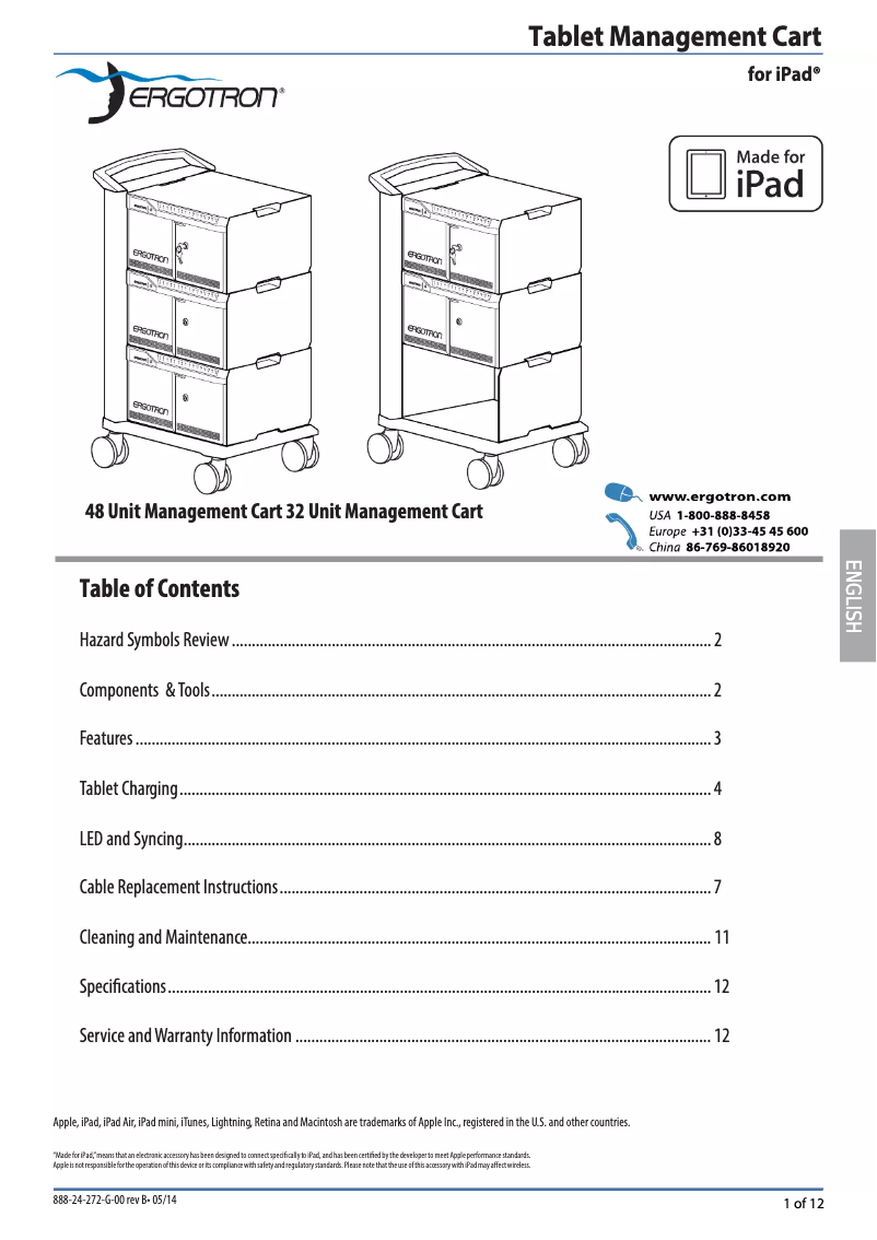 Page n°1 - Manuel utilisateur Ergotron Cart 32