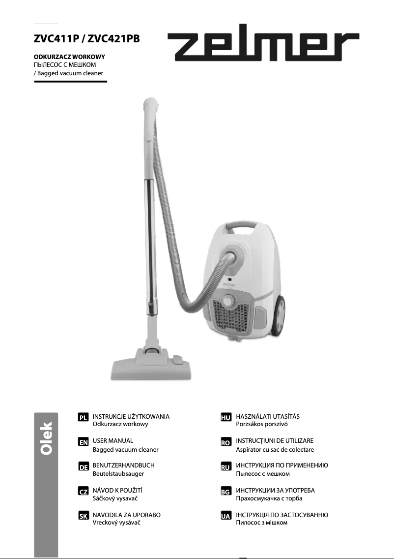 Page 1 de la notice Manuel utilisateur Zelmer Olek ZVC411P