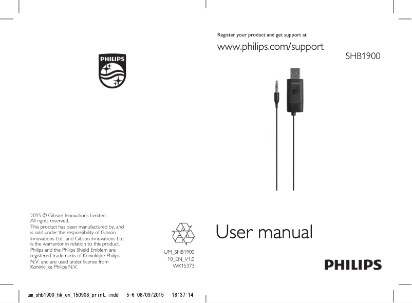 Imagen de la primera página del manual del dispositivo SHB1900