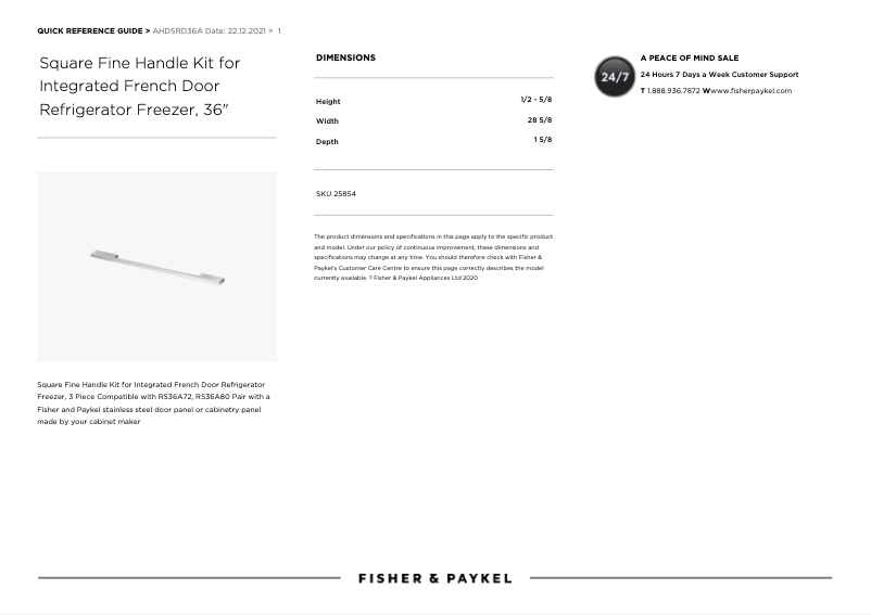 Page n°1 - Manuel utilisateur Fisher & Paykel AHD5RD36A