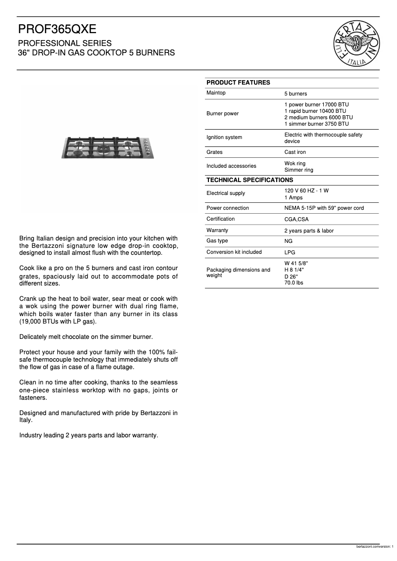 Image de la première page du manuel de l'appareil PROF365QXE