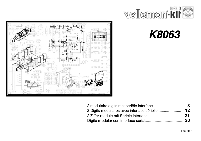 Page 1 de la notice Instructions / montage Velleman K8063
