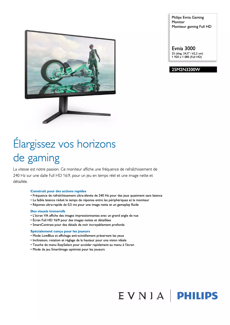 Page n°1 - Fiche technique Philips Evnia 25M2N3200W