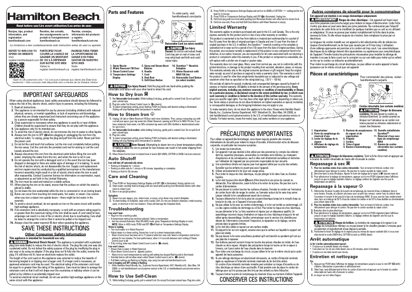 Page n°1 - Manuel utilisateur Hamilton Beach Durathon 19970