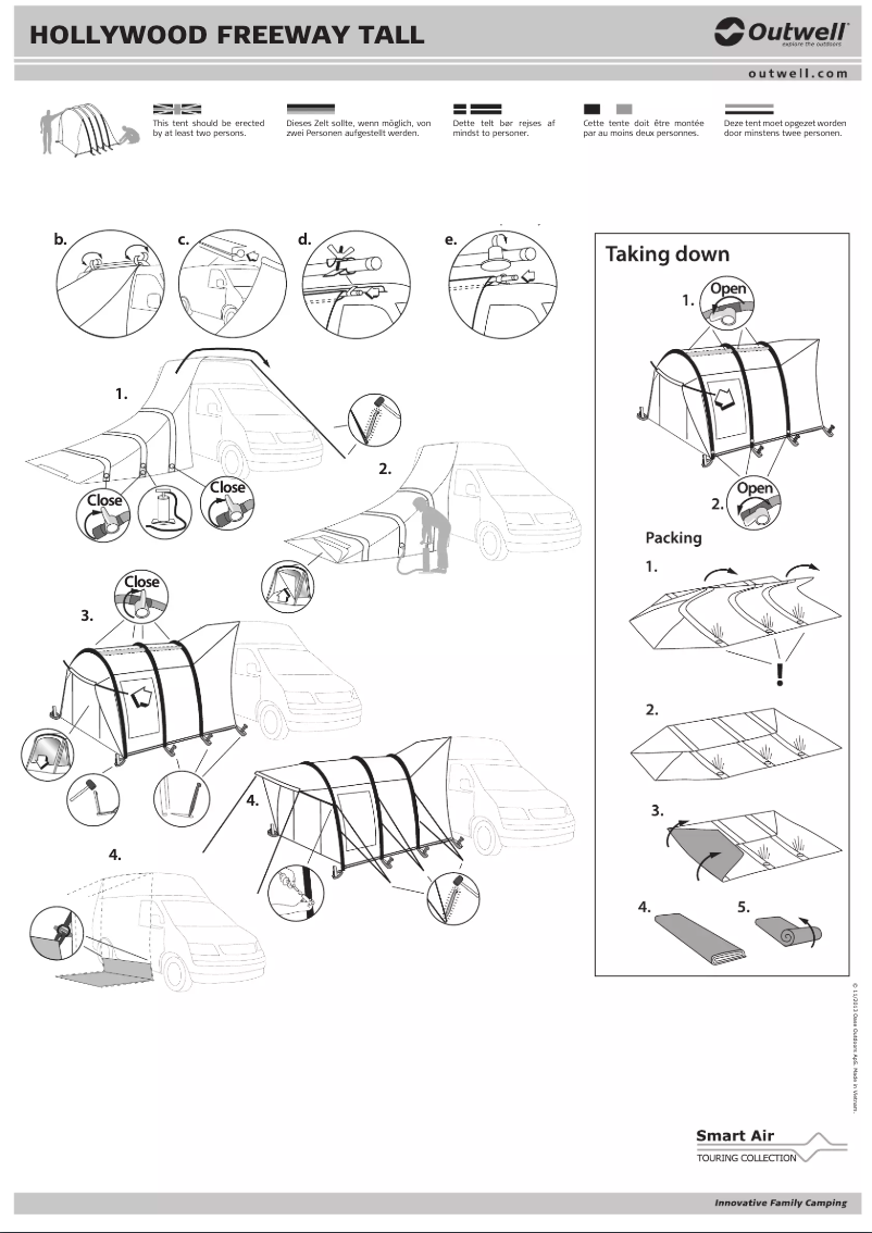 Page 1 de la notice Manuel utilisateur Outwell Smart Air Hollywood Freeway Tall
