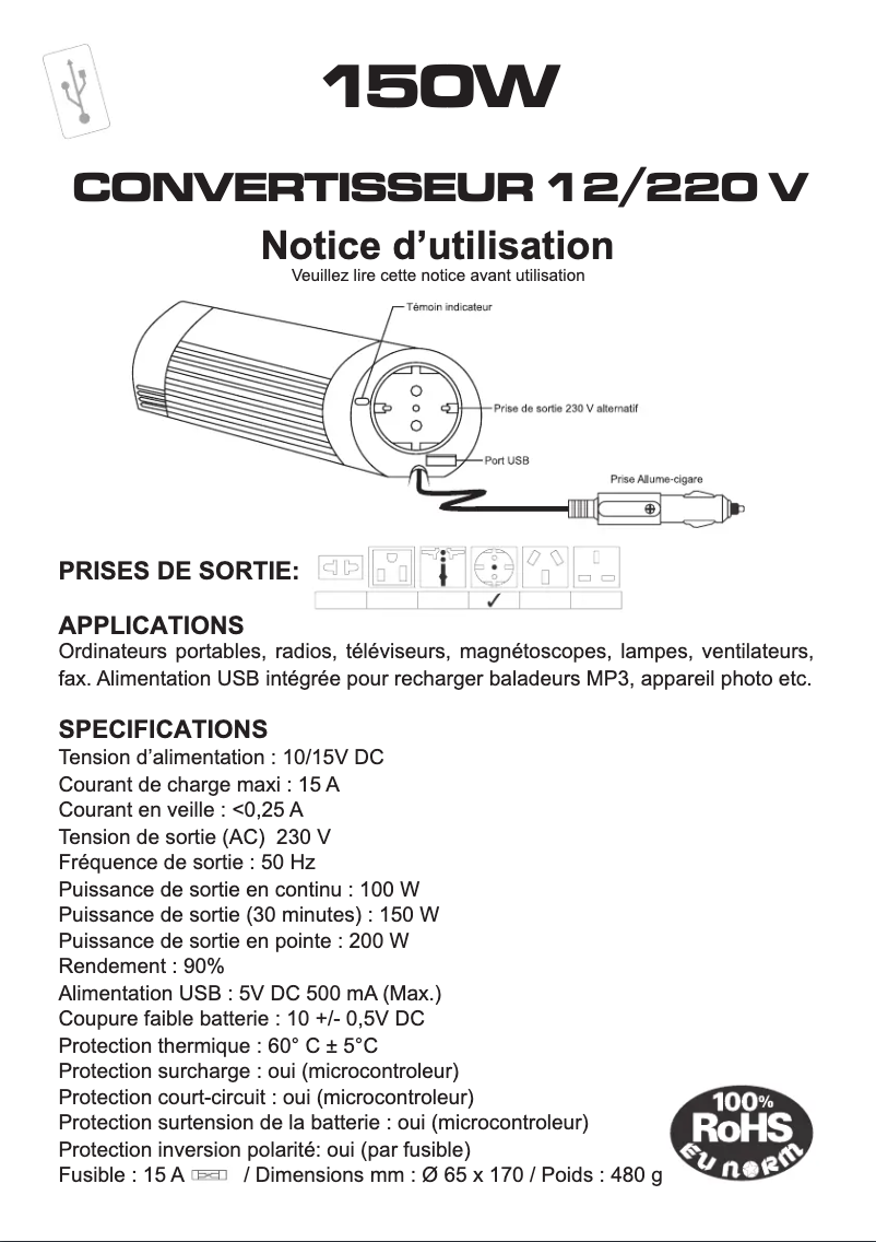 Page 1 de la notice Manuel utilisateur President ACMA612
