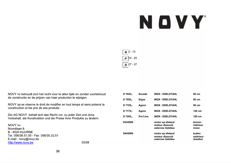 Page 1 de la notice Manuel utilisateur Itho D7025