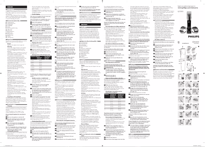 Page 1 de la notice Guide de démarrage rapide Philips Series 1000 QC5055