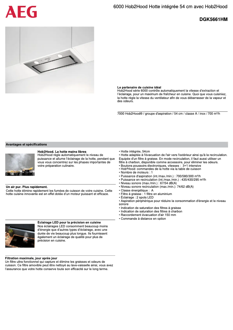 Page n°1 - Fiche technique AEG DGK5661HM