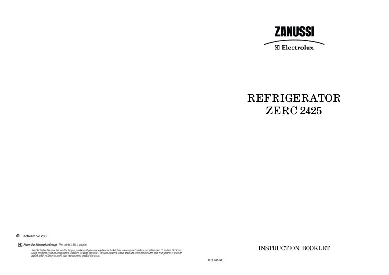 Page 1 de la notice Manuel utilisateur Zanussi-Electrolux ZERC2425