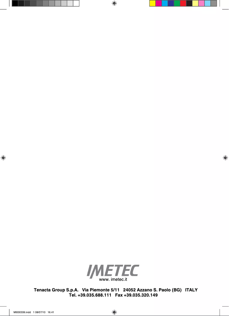 Image de la première page du manuel de l'appareil ACQUA BT 100