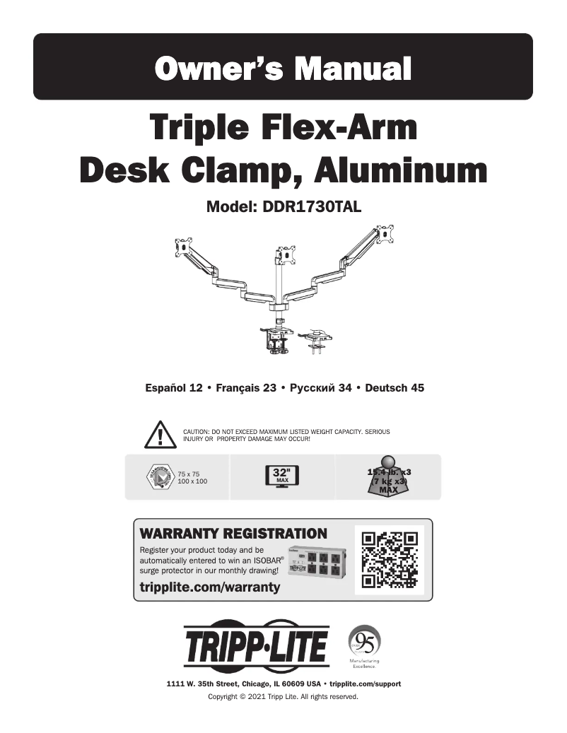 Page n°1 - Manuel utilisateur Tripp Lite Flex-Arm DDR1730TAL