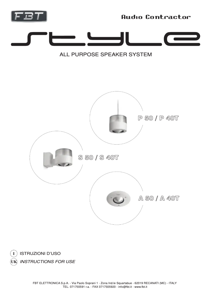 Página 1 del manual Manual de usuario FBT STYLE S50