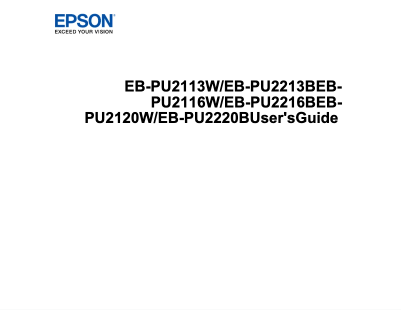 Página 1 del manual Información de garantía Epson EB-PU2113W