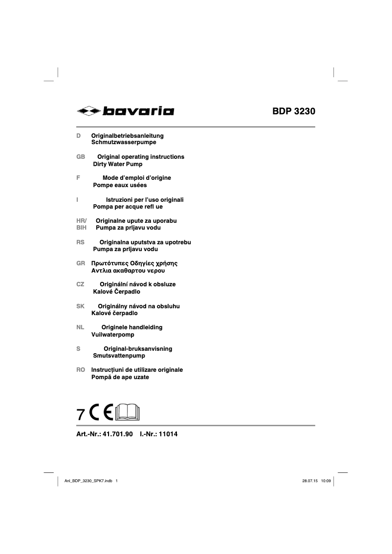 Page n°1 - Manuel utilisateur Einhell BDP 3230