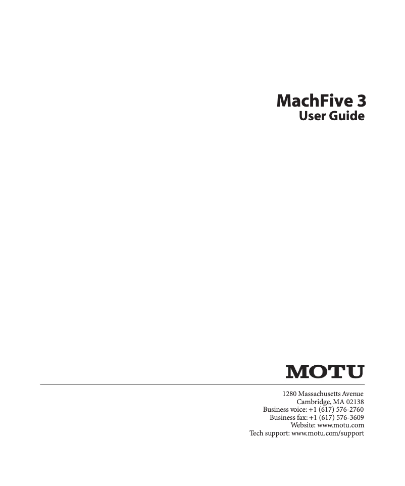 Página 1 del manual Manual de usuario Motu MachFive 3