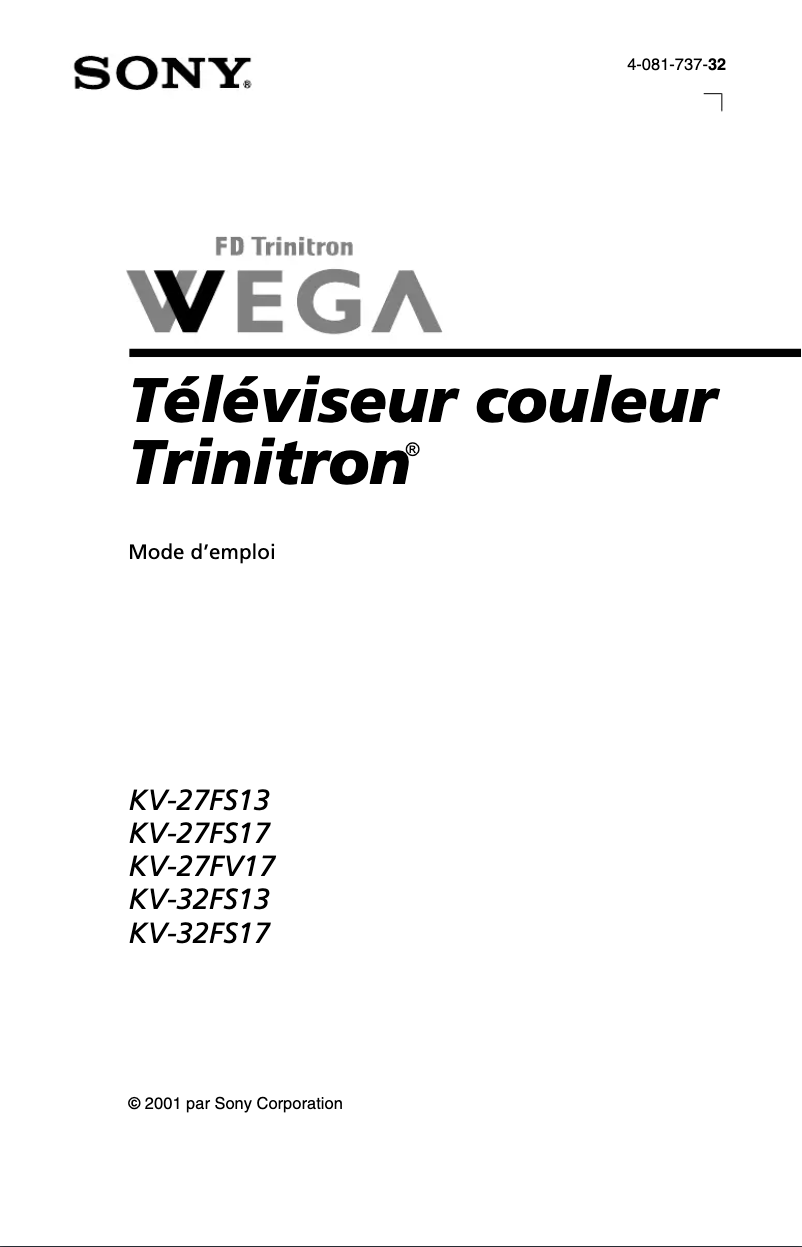 Page 1 de la notice Manuel utilisateur Sony KV-32FS13