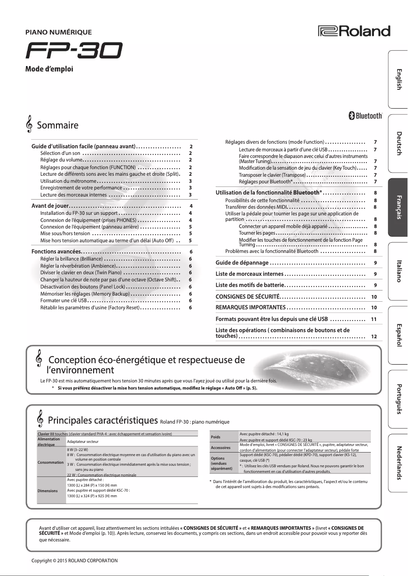 Image de la première page du manuel de l'appareil FP-30