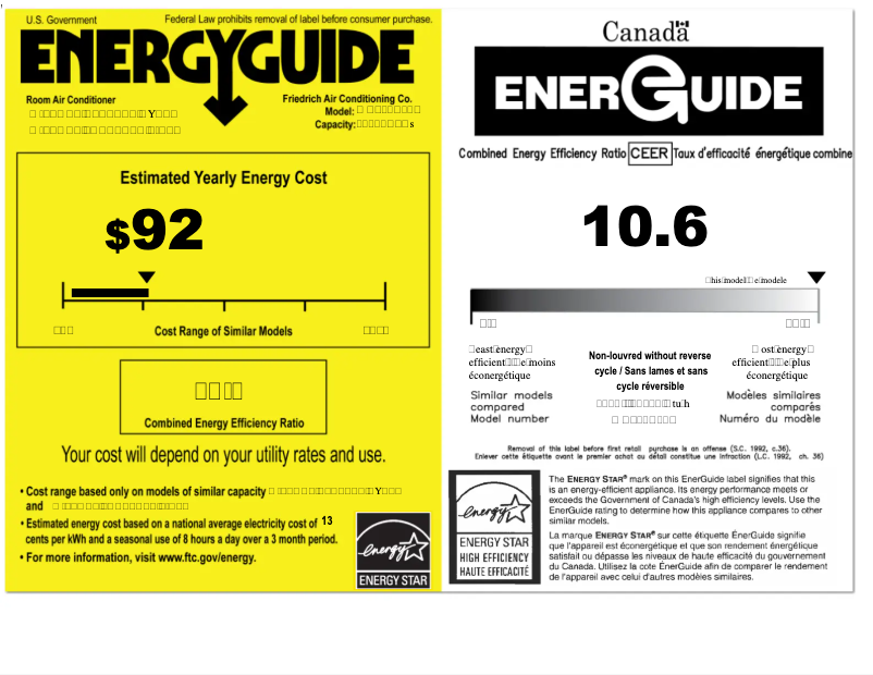 Page n°1 - Label énergétique Friedrich WCT10A30A