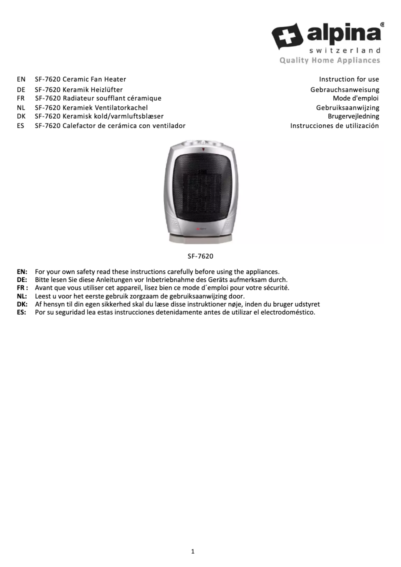 Imagen de la primera página del manual del dispositivo SF-7620