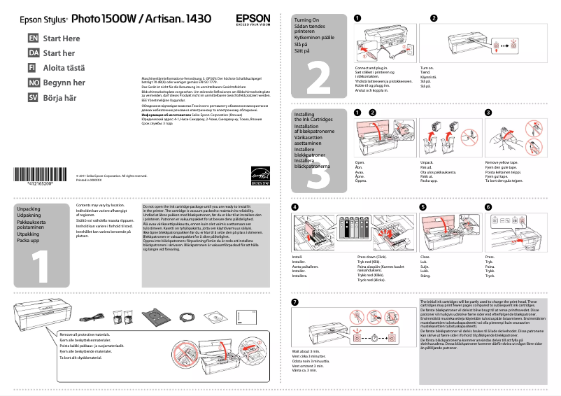Page n°1 - Guide d'installation Epson Stylus Photo