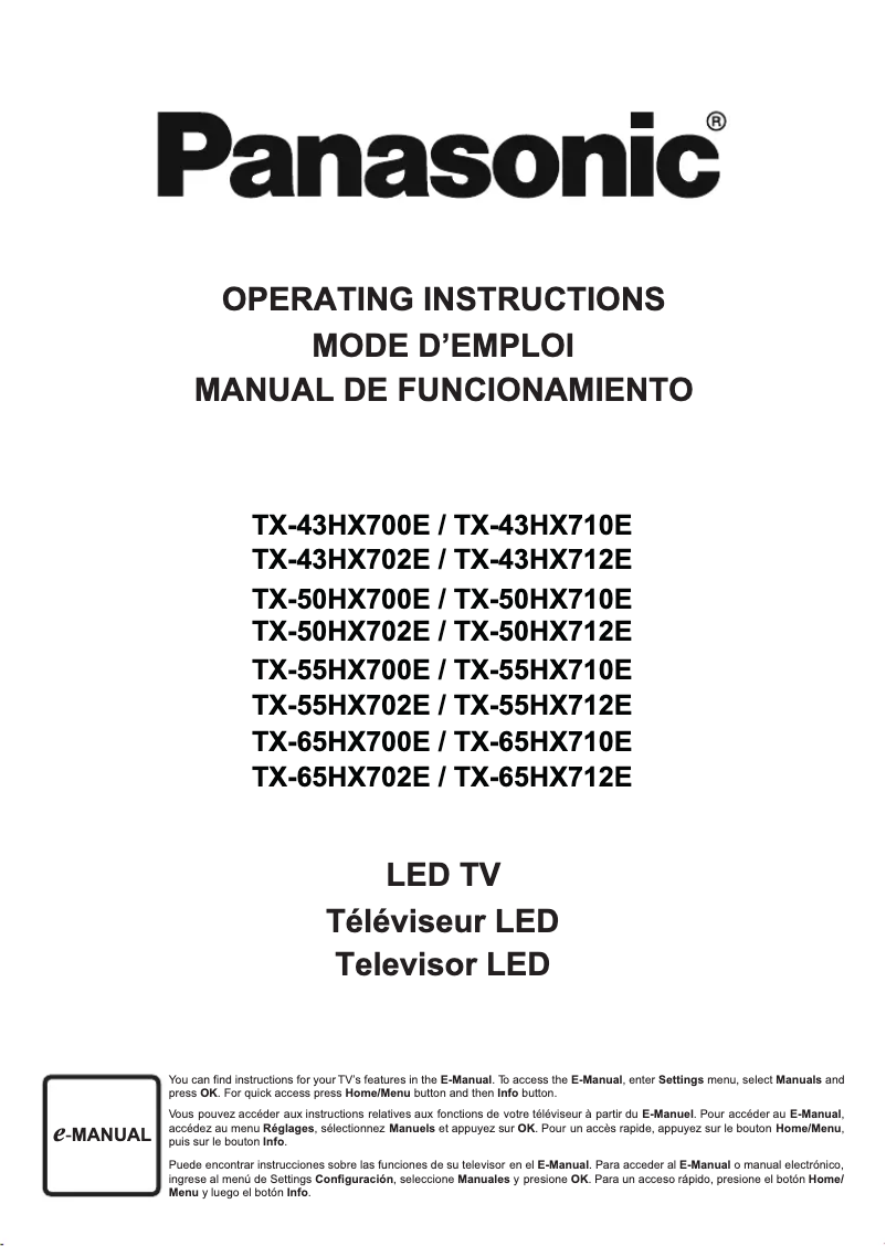Page 1 de la notice Manuel utilisateur Panasonic TX-55HX700E