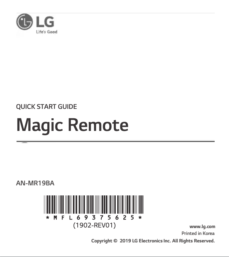 Page 1 of the manual User Manual LG Magic Remote AN-MR18BA