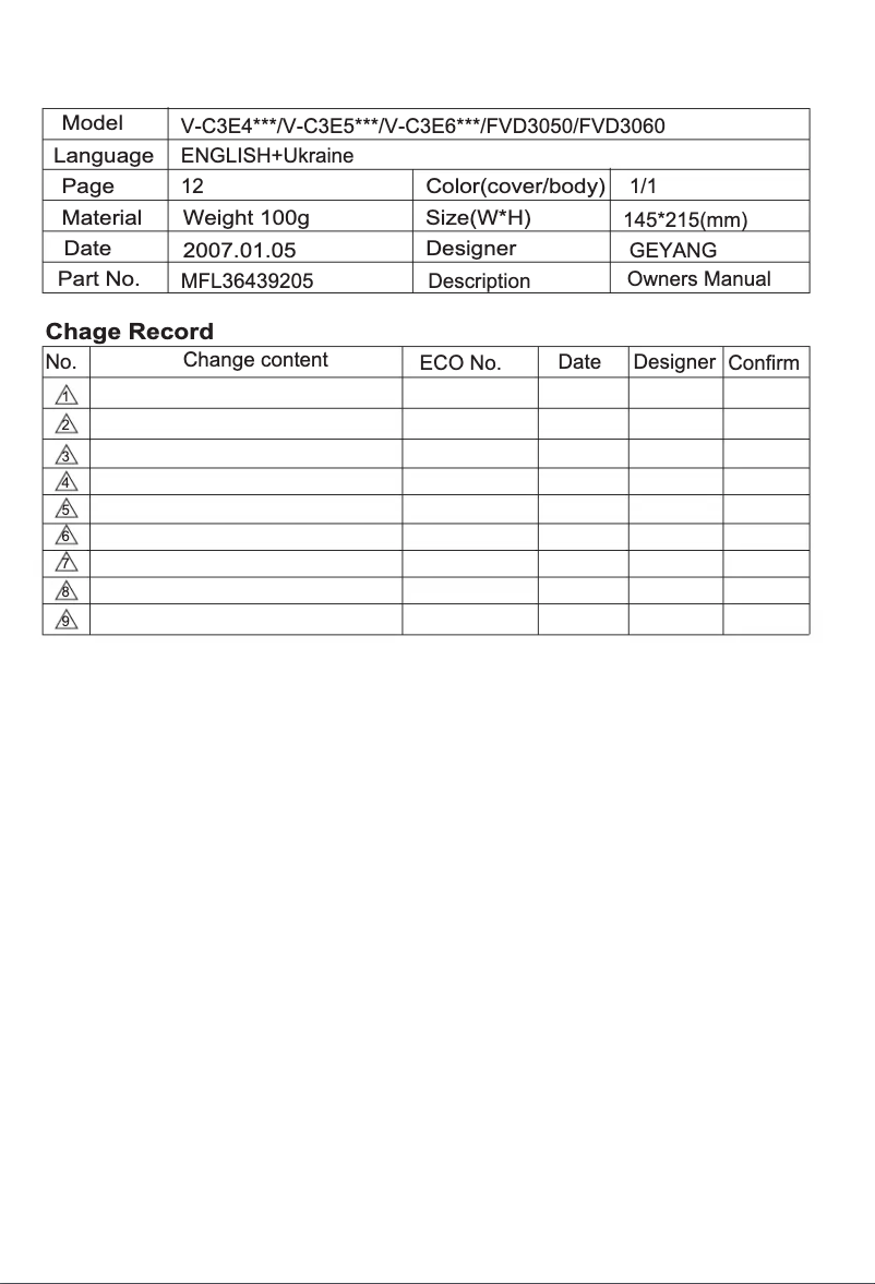 Page n°1 - Manuel utilisateur LG V-C3E57ST