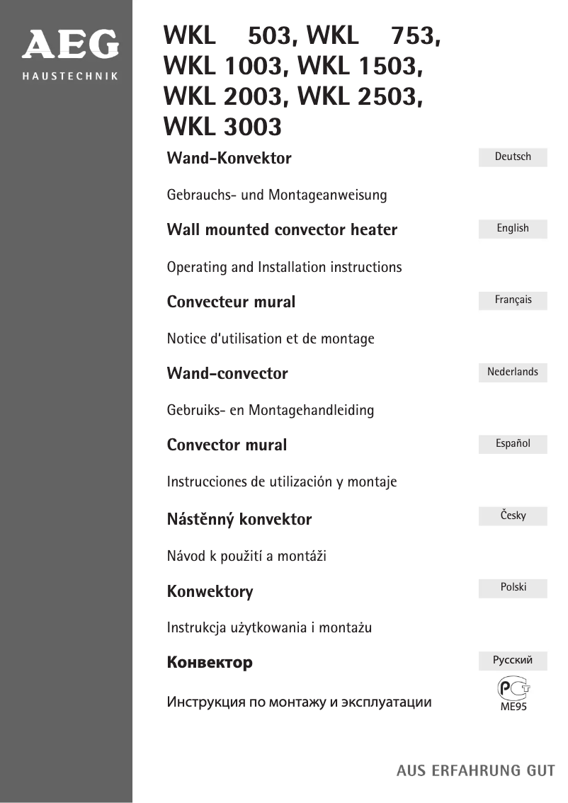 Page 1 de la notice Manuel utilisateur AEG WKL 503