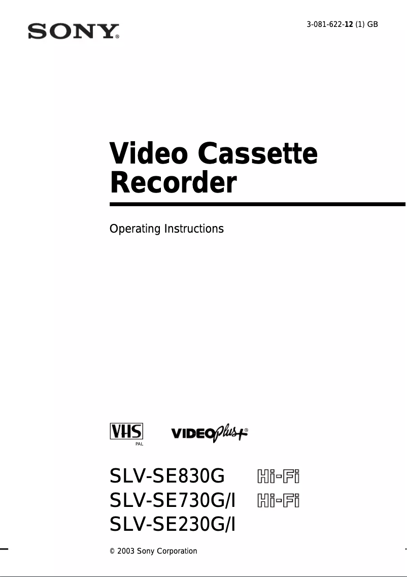 Image de la première page du manuel de l'appareil Slv-se230