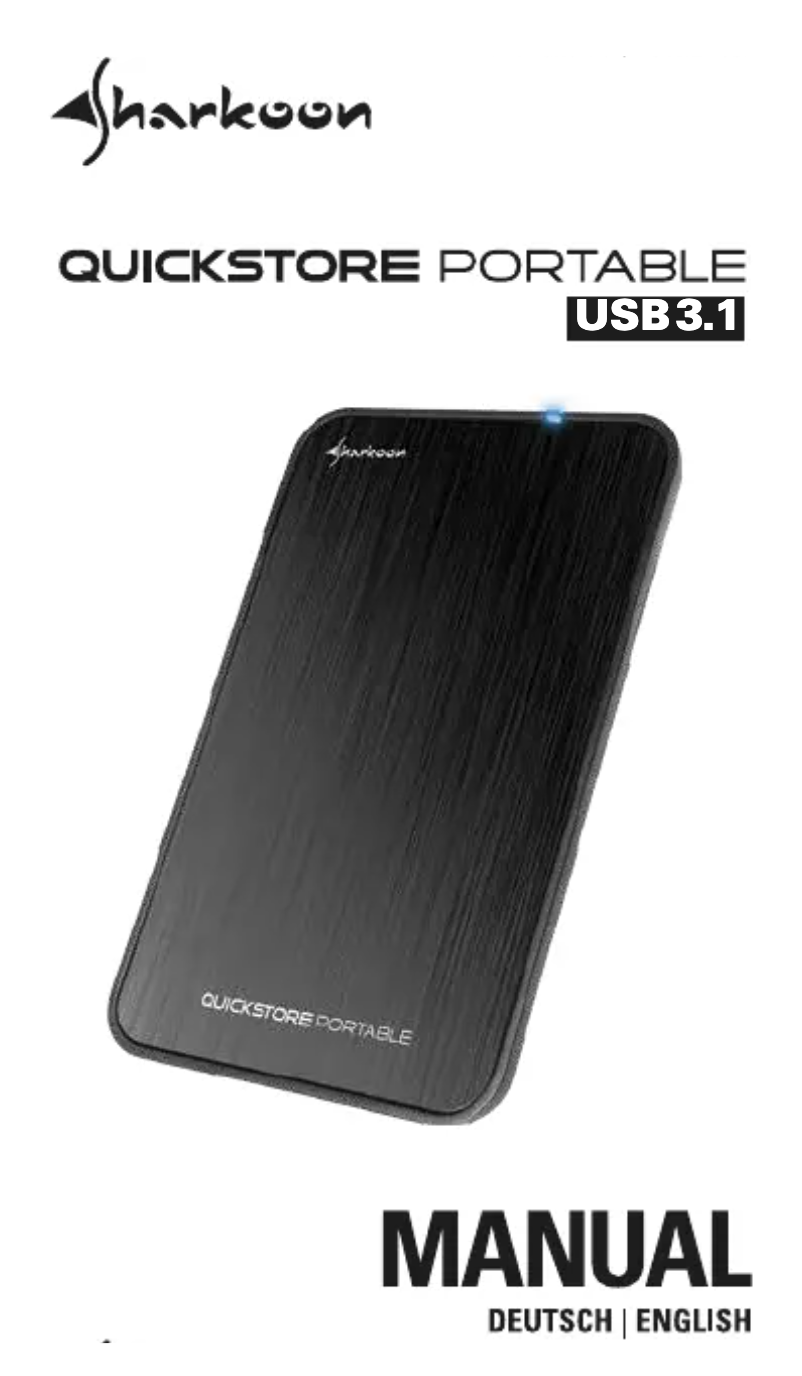 Page 1 de la notice Manuel utilisateur Sharkoon Quickstore Portable USB3.1