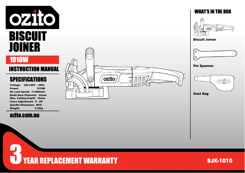 Page n°1 - Manuel utilisateur Ozito BJK-1010