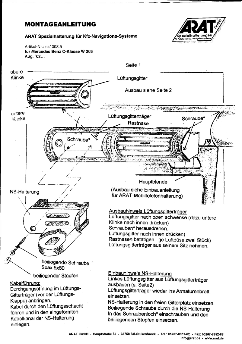 Imagen de la primera página del manual del dispositivo NS1003.5