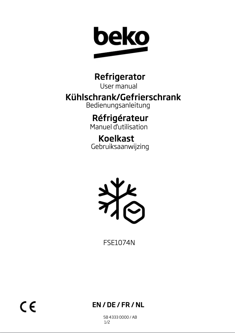 Page n°1 - Manuel utilisateur Beko FSE1074N