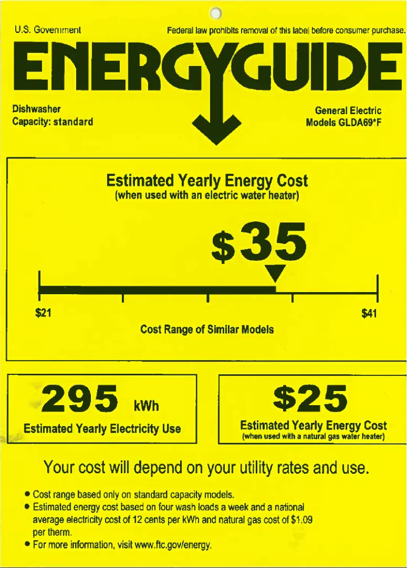 Page 1 de la notice Label énergétique GE GLDA696FSS