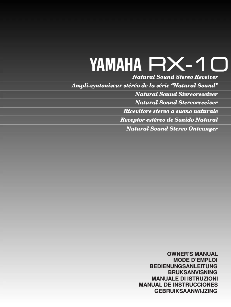 Page 1 de la notice Manuel utilisateur Yamaha RX-10