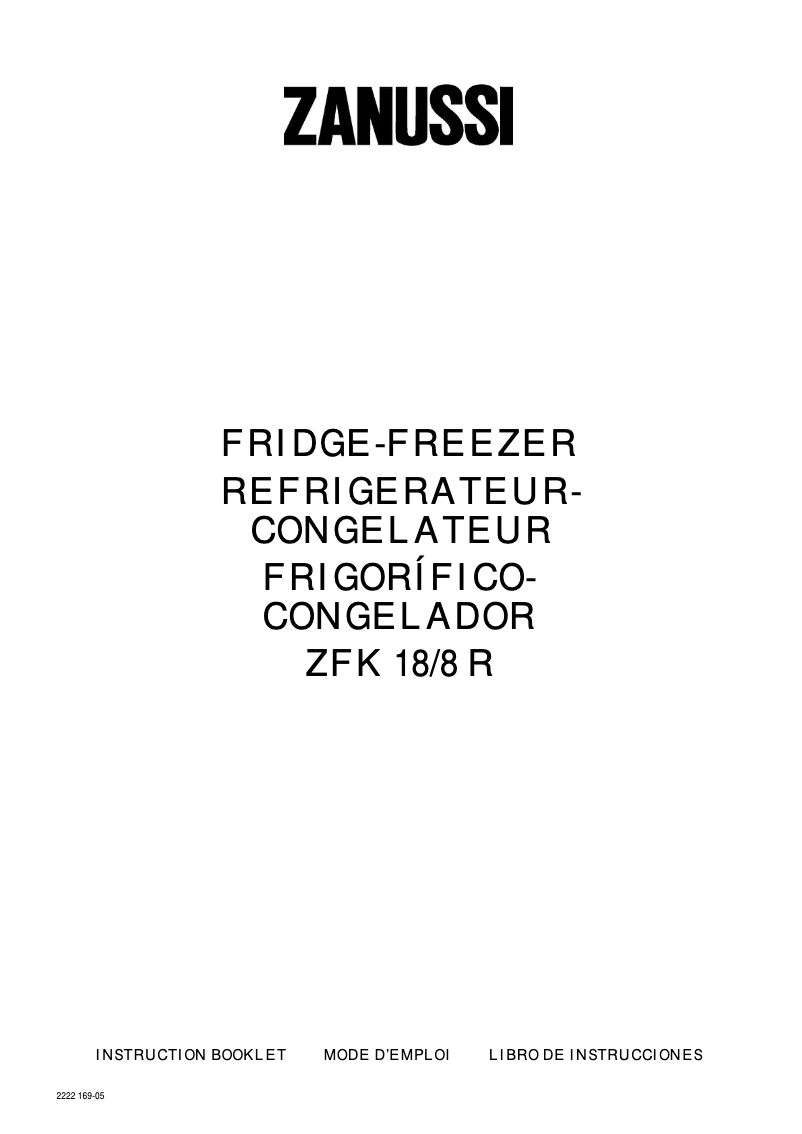 Page n°1 - Manuel utilisateur Zanussi ZFK 18/8 r