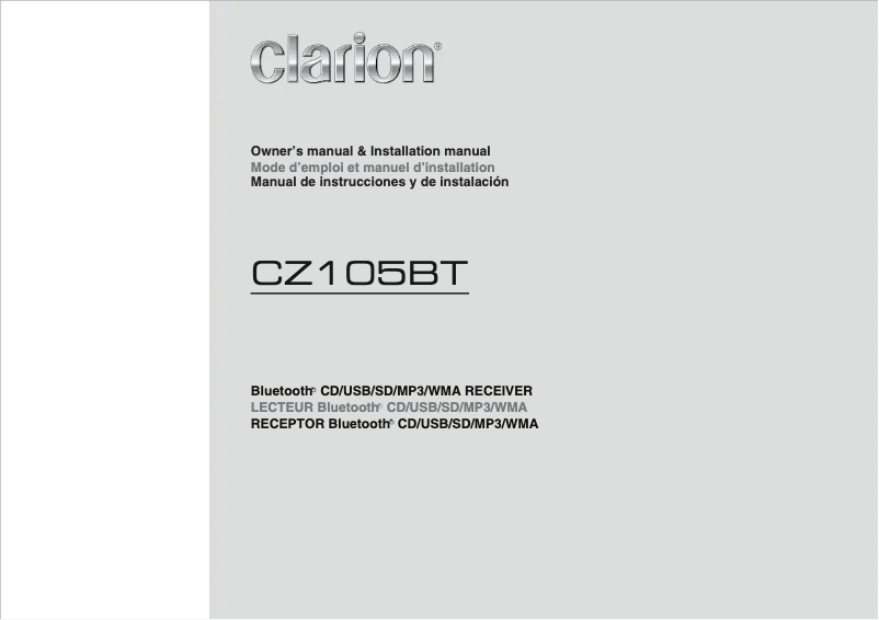 Page n°1 - Manuel utilisateur Clarion CZ105BT