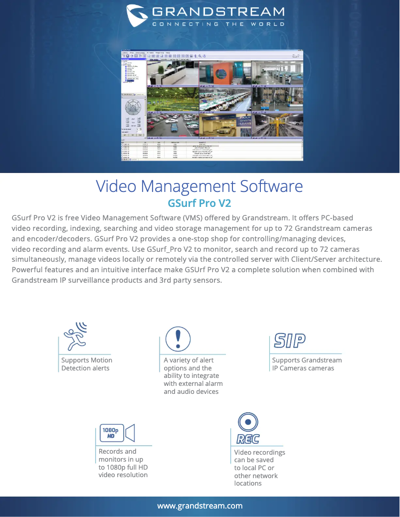 Page 1 de la notice Fiche technique Grandstream GSurf Pro V2