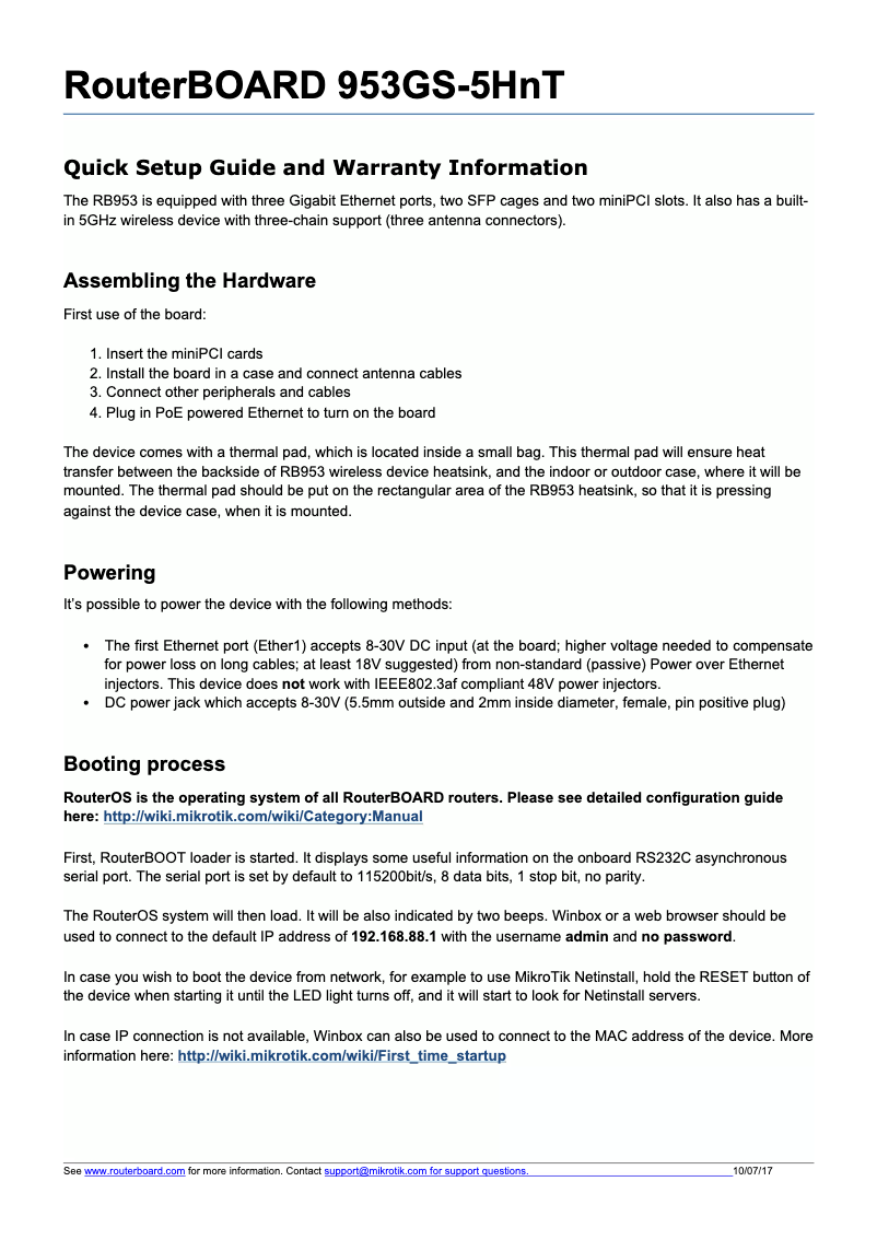 Image de la première page du manuel de l'appareil RB953GS-5HNT-RP